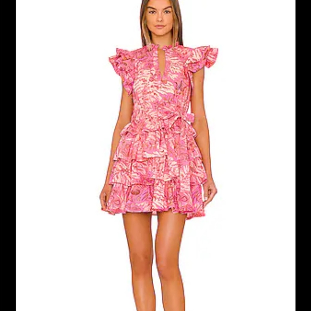 Ulla Johnson Pink Patterned Ruffle Mini Dress - image 2